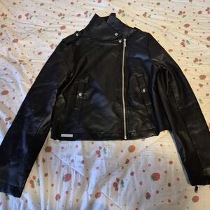 Harve Benard Black Leather Biker Jacket
